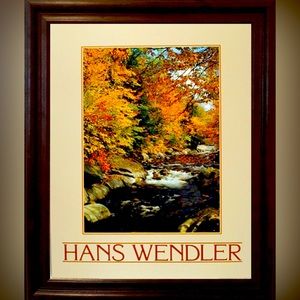 “River in Forest Stream” Landscape Scenery Nature Wall Decor Brown Framed Print